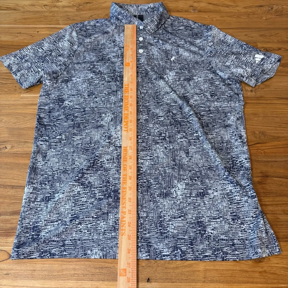 Adidas Golf Polo Men’s Large Navy Pattern Golf Polo Golfer Logo on Chest